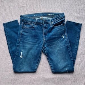 GAP jeans high rise straight legged distressed